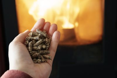Personne hésitant entre un poêle à pellets et à bois.